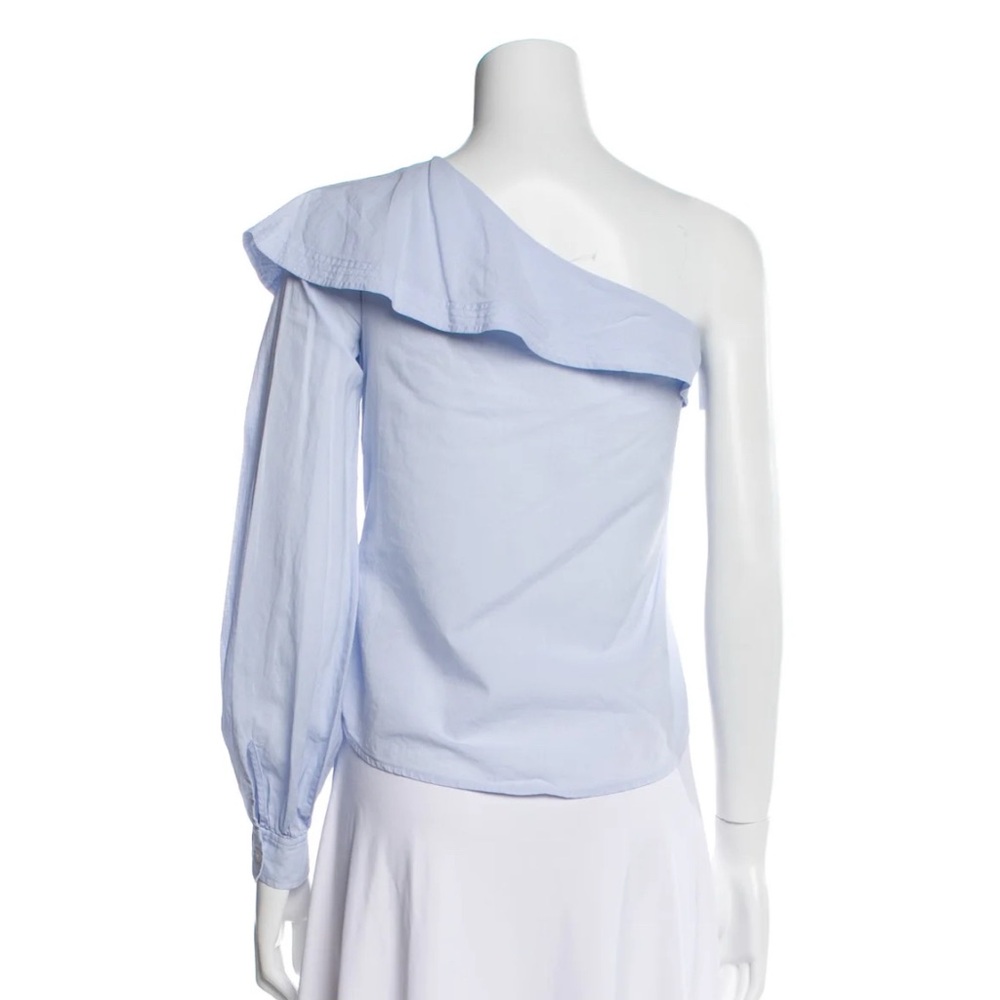 A.L.C. One-Shoulder Ruffle Light Blue Blouse - Picture 3 of 3